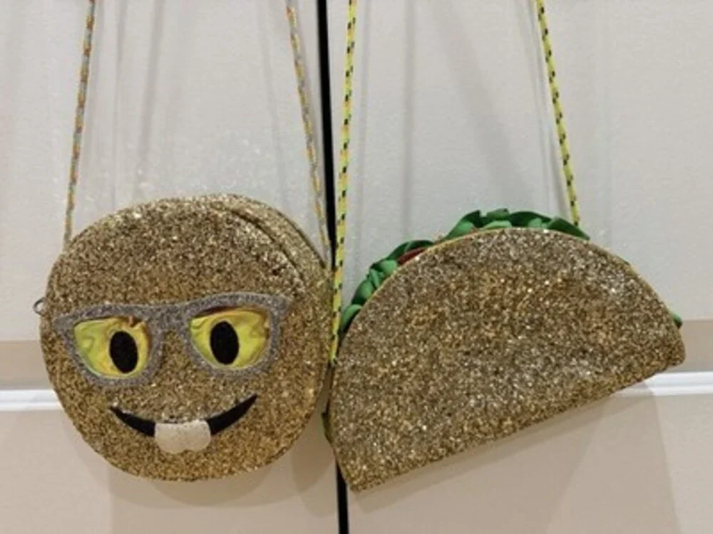 Crewcuts J. Crew Emoji Glitter Purses - Lot of 2 Nerd & Taco EUC